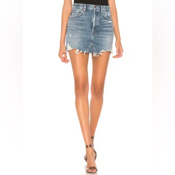 AGOLDE Quinn high rise distressed denim skirt in ransom wash A068C-811 size 28 - Picture 1 of 10